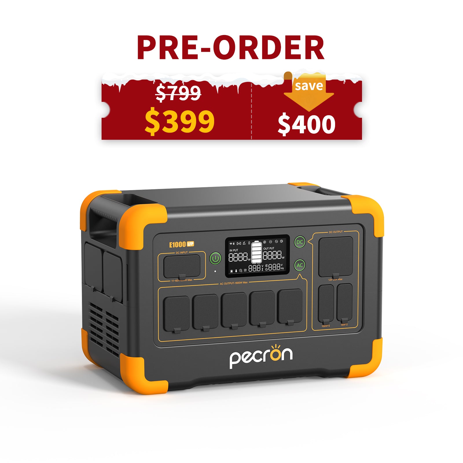 PECRON E1000LFP Portable Power Station 1800W 1024Wh PRE-ORDER