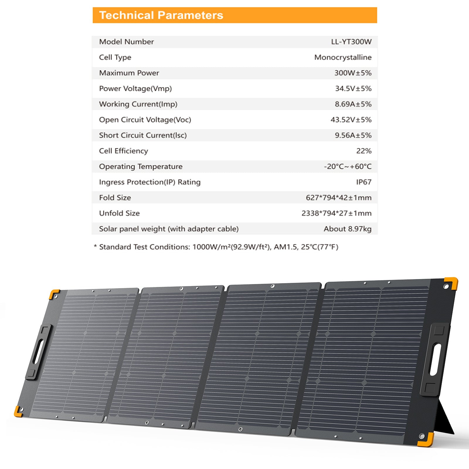 PECRON PV300 300W Portable Solar Panel Waterproof IP67